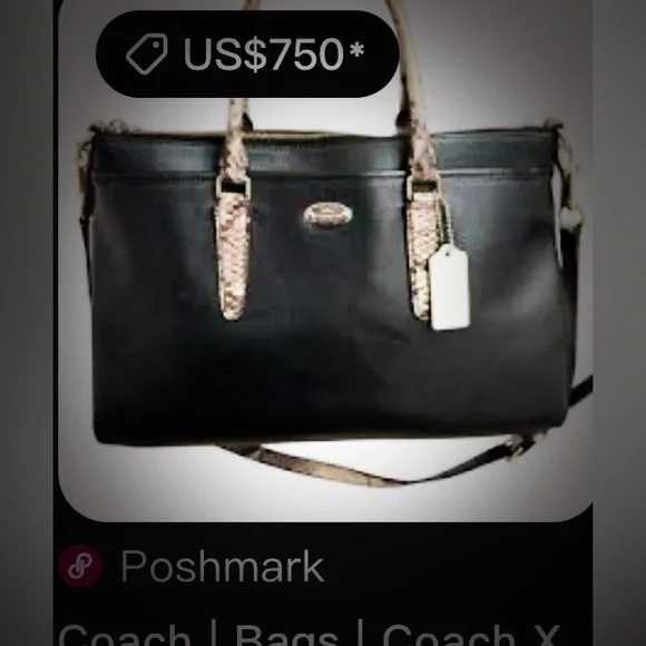 Vintage style Y2K Coach Black Satchel with Brown Accents tote shoulder bag - Picture 3 of 17